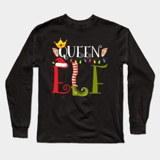 funny Christmas queen elf with Santa hat Long Sleeve T-Shirt